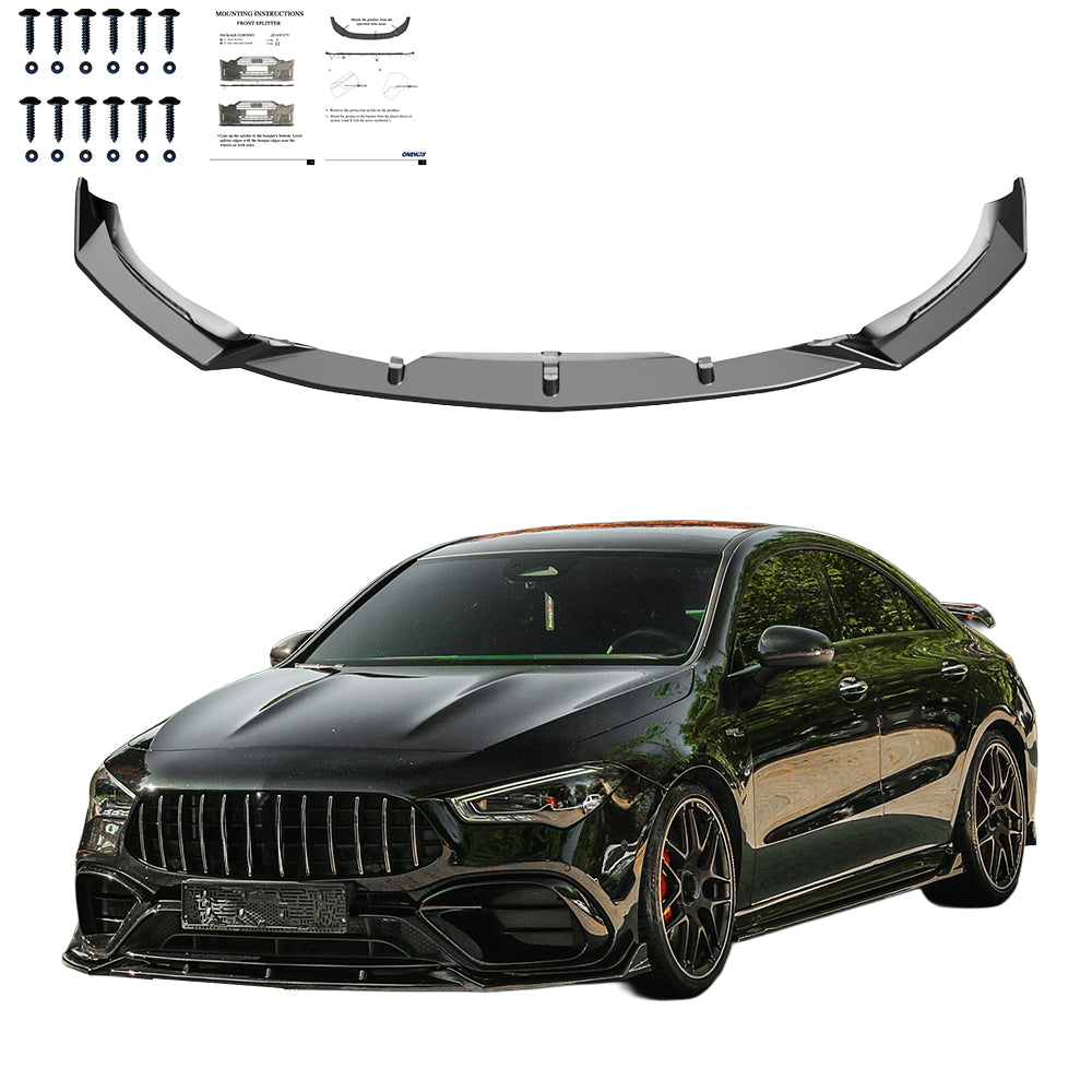 FS01.202 - Frontsplitter passend für Mercedes CLA45 S Aero Pack C118 2019-2023 Hochglanz Schwarz