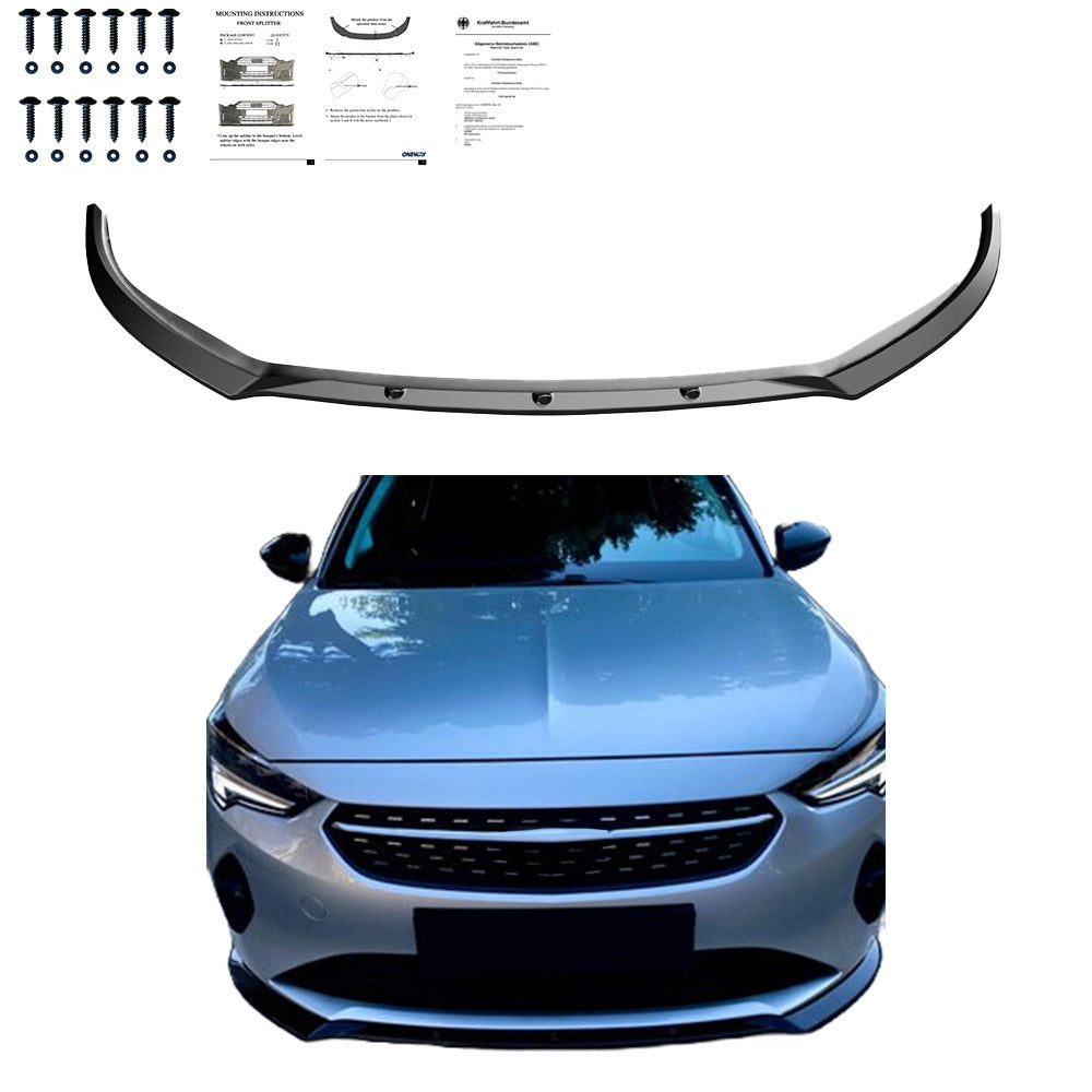 Frontsplitter passend für OPEL Corsa 2020+ mit ABE TÜV Hochglanz Schwarz
