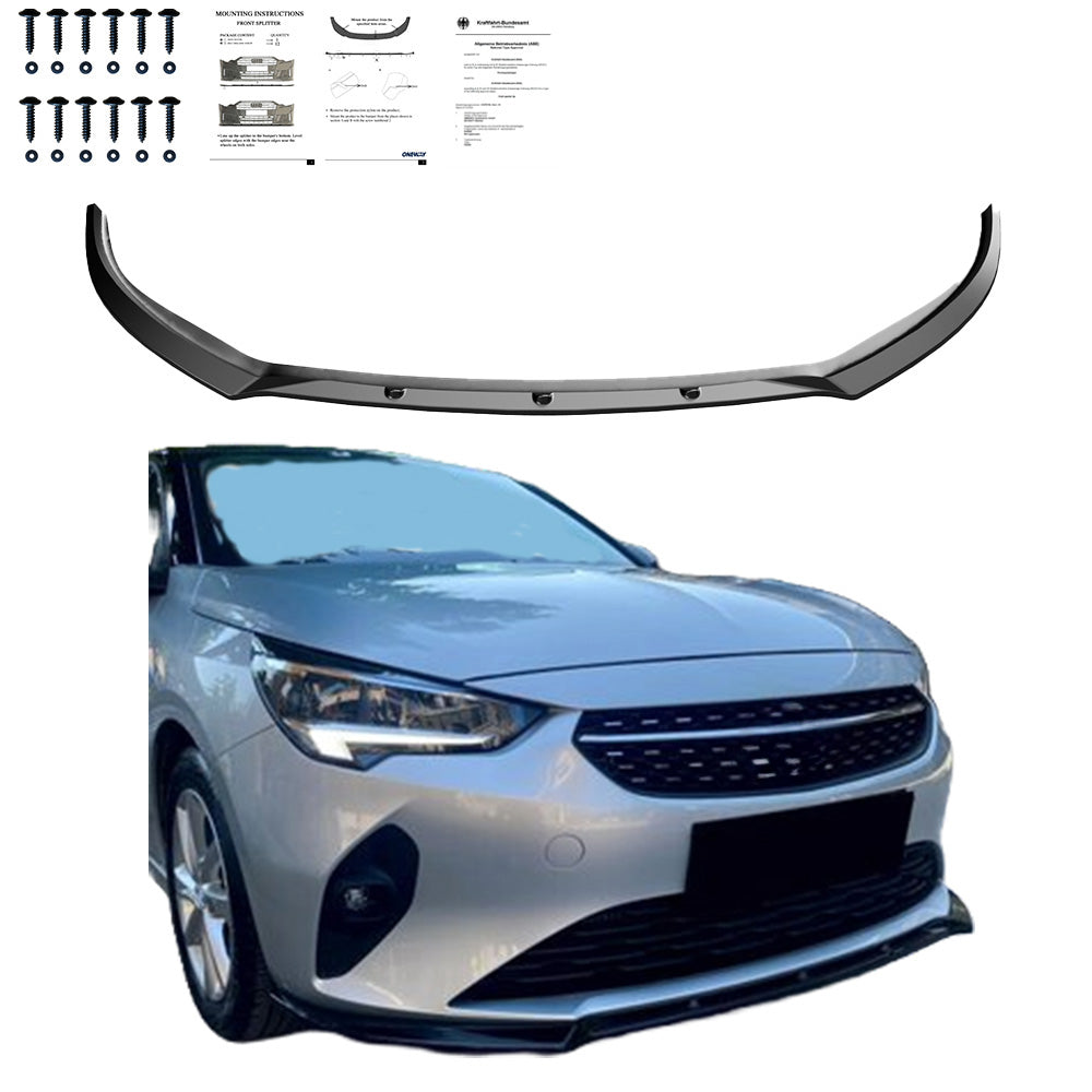 Frontsplitter passend für OPEL Corsa 2020+ mit ABE TÜV Hochglanz Schwarz