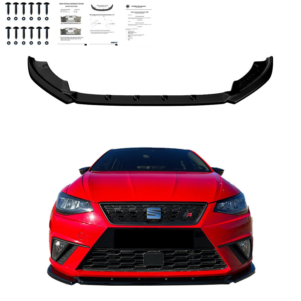 Frontsplitter passend für SEAT Ibiza Mk5 2017-2021 mit ABE TÜV Hochglanz Schwarz