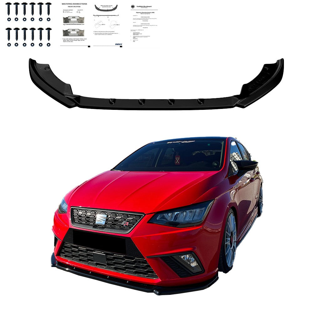 Frontsplitter passend für SEAT Ibiza Mk5 2017-2021 mit ABE TÜV Hochglanz Schwarz