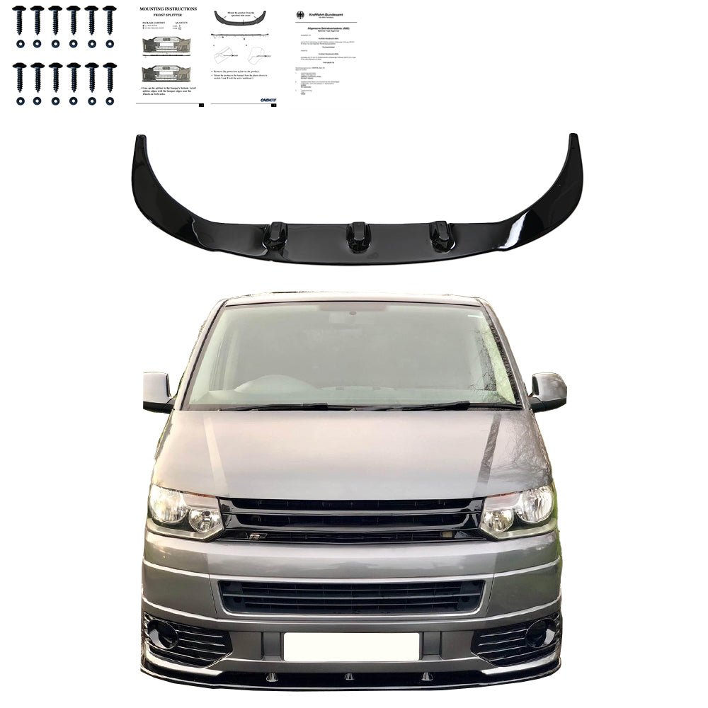 FS01.013 - Frontsplitter passend für VW Transporter T5.1 Sportline 2010-2015 mit ABE TÜV Hochglanz Schwarz