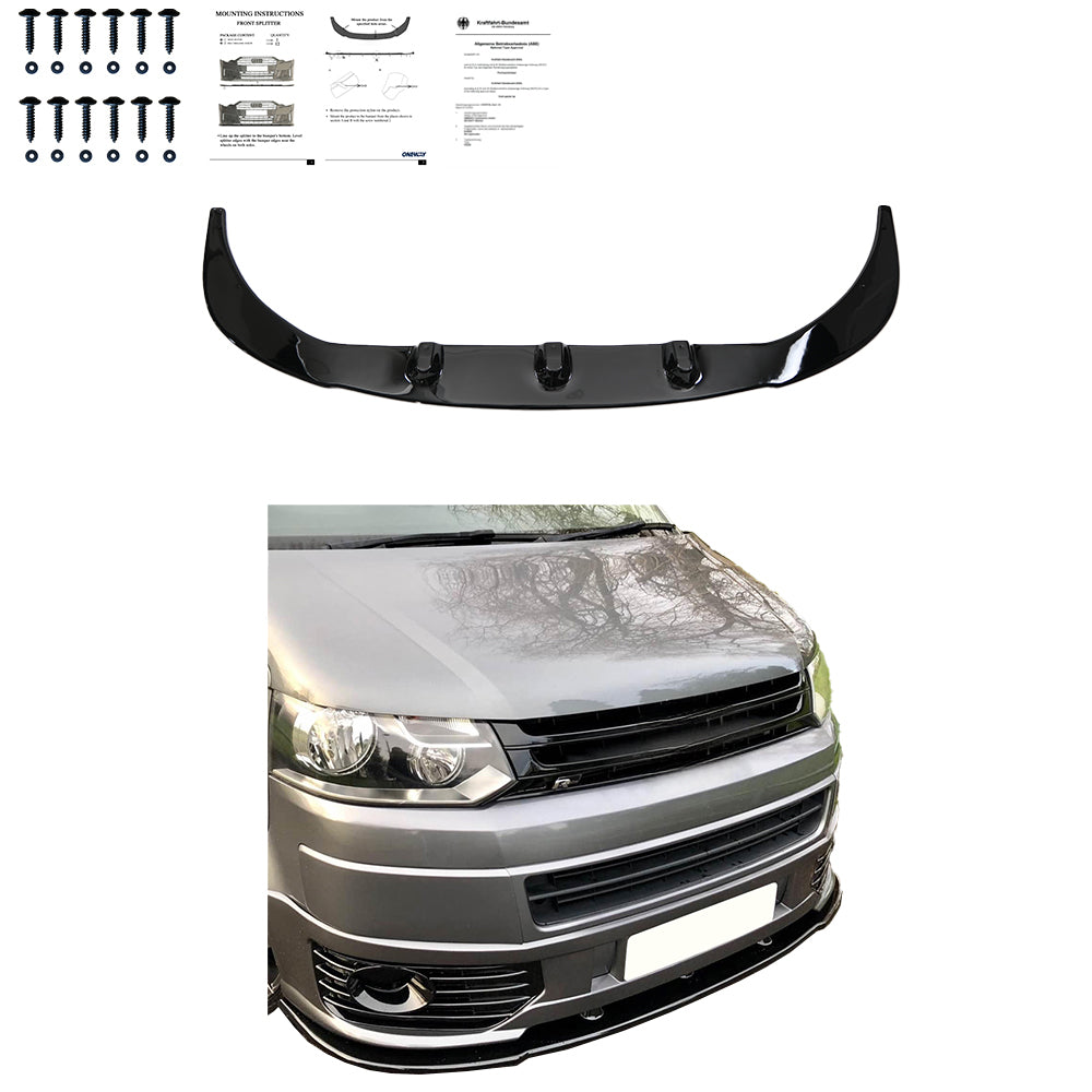 FS01.013 - Frontsplitter passend für VW Transporter T5.1 Sportline 2010-2015 mit ABE TÜV Hochglanz Schwarz