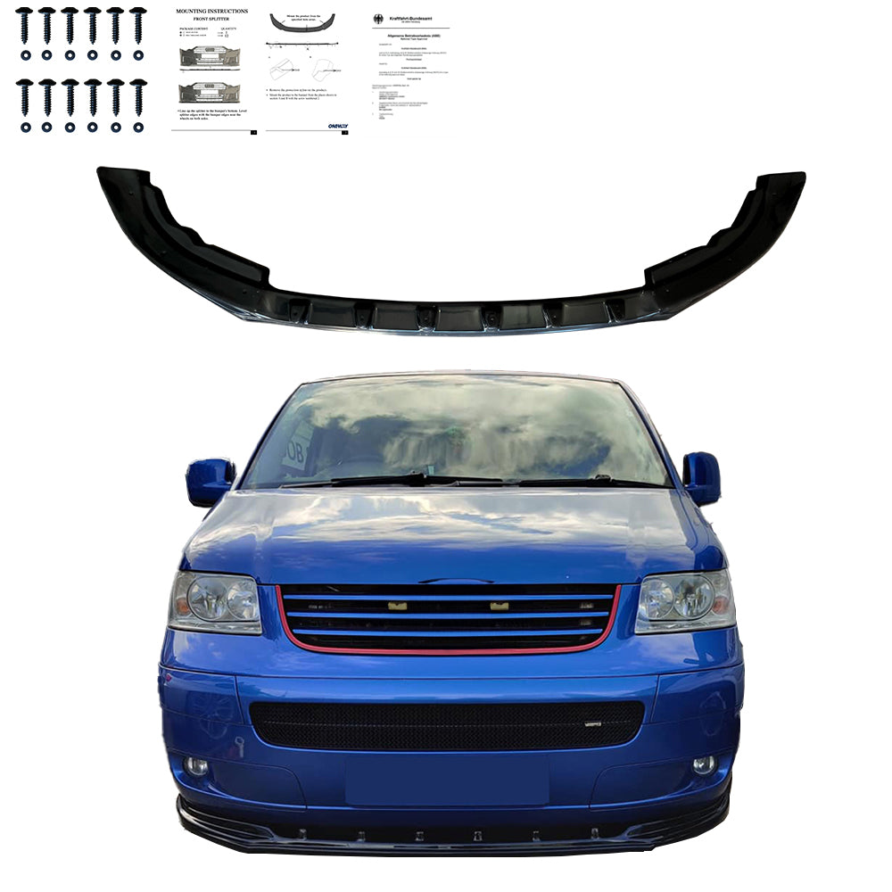 FS01.017 - Frontsplitter passend für VW Transporter T5 2003-2009 mit ABE TÜV Hochglanz Schwarz