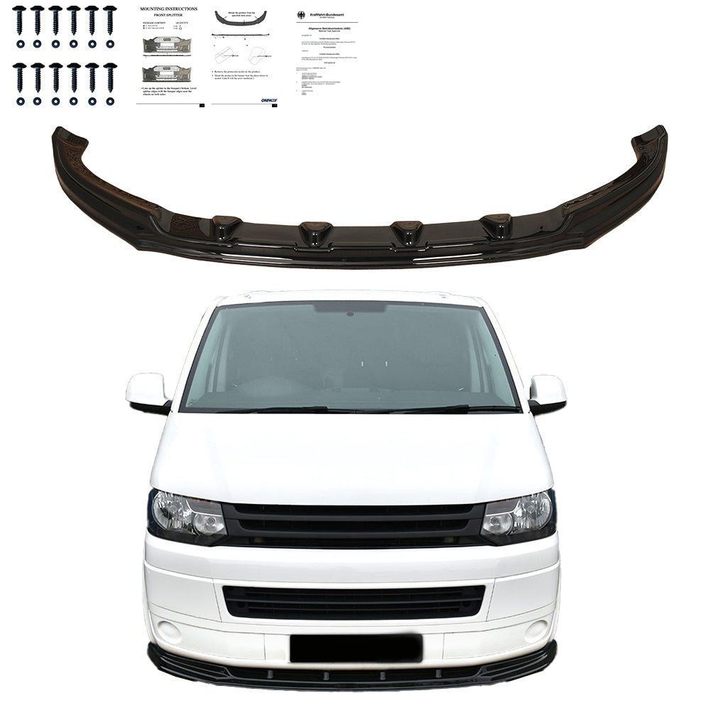 FS01.018 - Frontsplitter passend für VW Transporter T5.1 2010-2015 mit ABE TÜV Hochglanz Schwarz