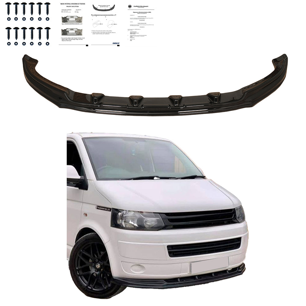 FS01.018 - Frontsplitter passend für VW Transporter T5.1 2010-2015 mit ABE TÜV Hochglanz Schwarz