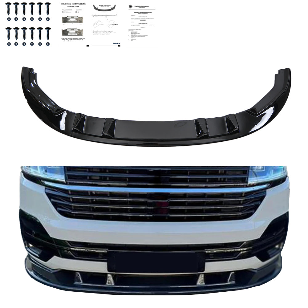 FS01.021 - Frontsplitter passend für VW Transporter T6.1 2019-2024 Version 2 mit ABE TÜV Hochglanz Schwarz