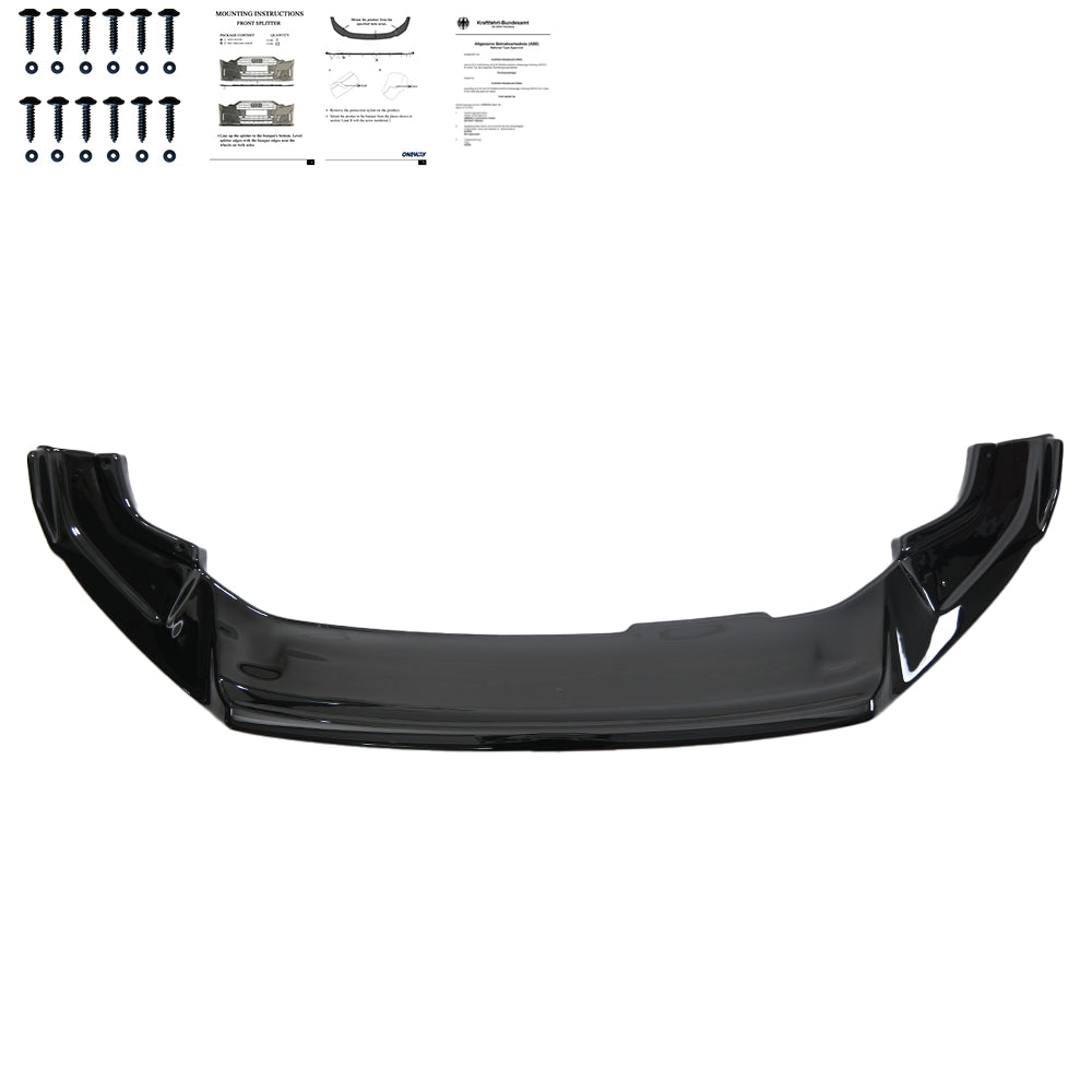 Frontsplitter passend für VW Golf MK 7.5 R 2017-2020 Version 2 mit ABE TÜV Hochglanz Schwarz