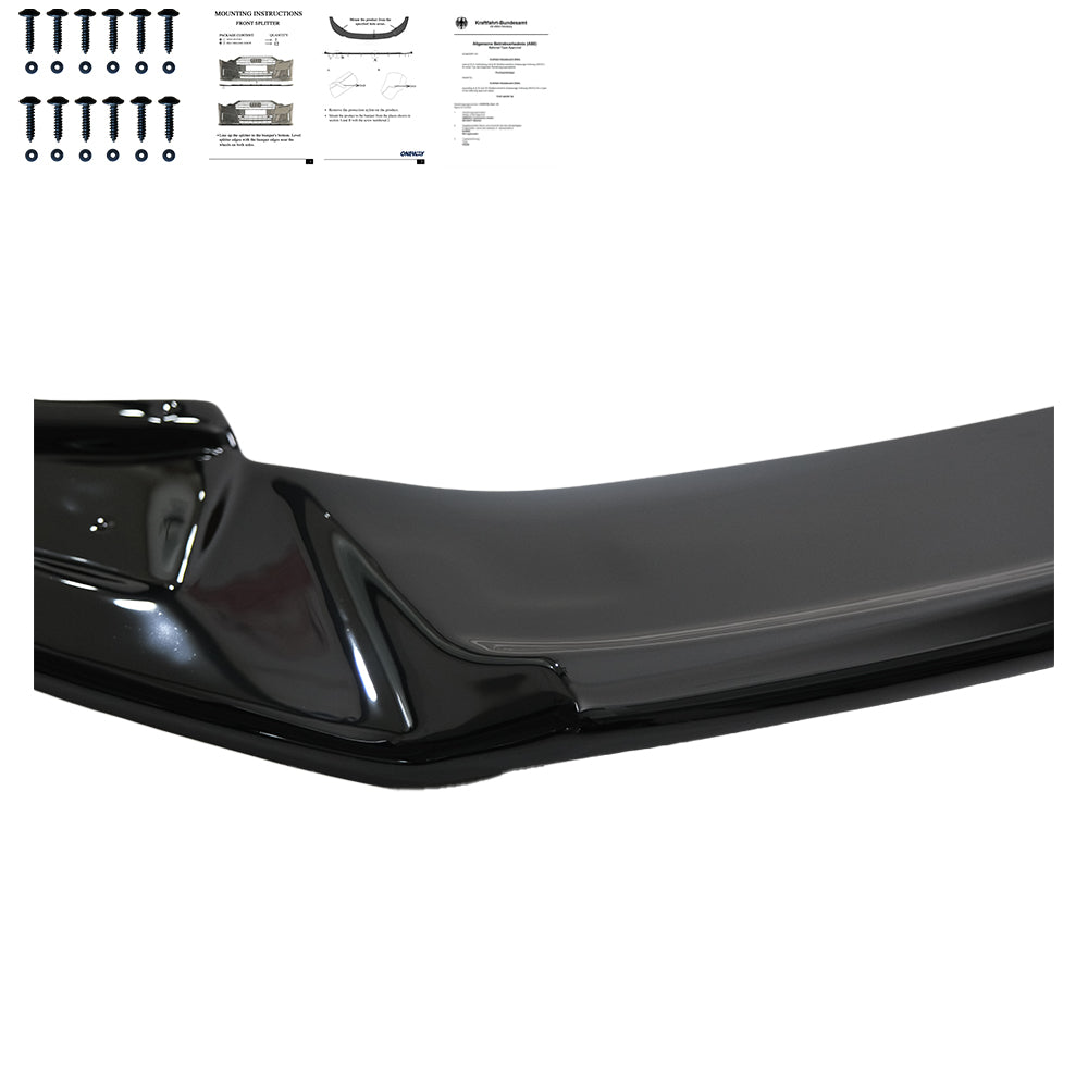 Frontsplitter passend für VW Golf MK 7.5 R 2017-2020 Version 2 mit ABE TÜV Hochglanz Schwarz