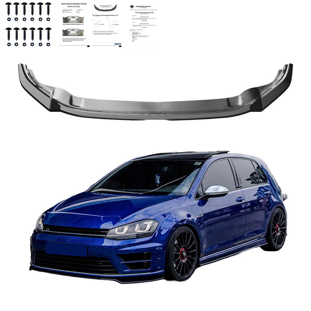 Frontsplitter passend für VW Golf MK 7 R / R-Line 2013-2016 mit ABE TÜV Hochglanz Schwarz