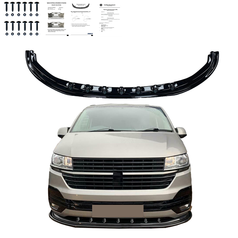 Frontsplitter passend für VW Transporter T6.1 2019-2021 Version 4 mit ABE TÜV Hochglanz Schwarz