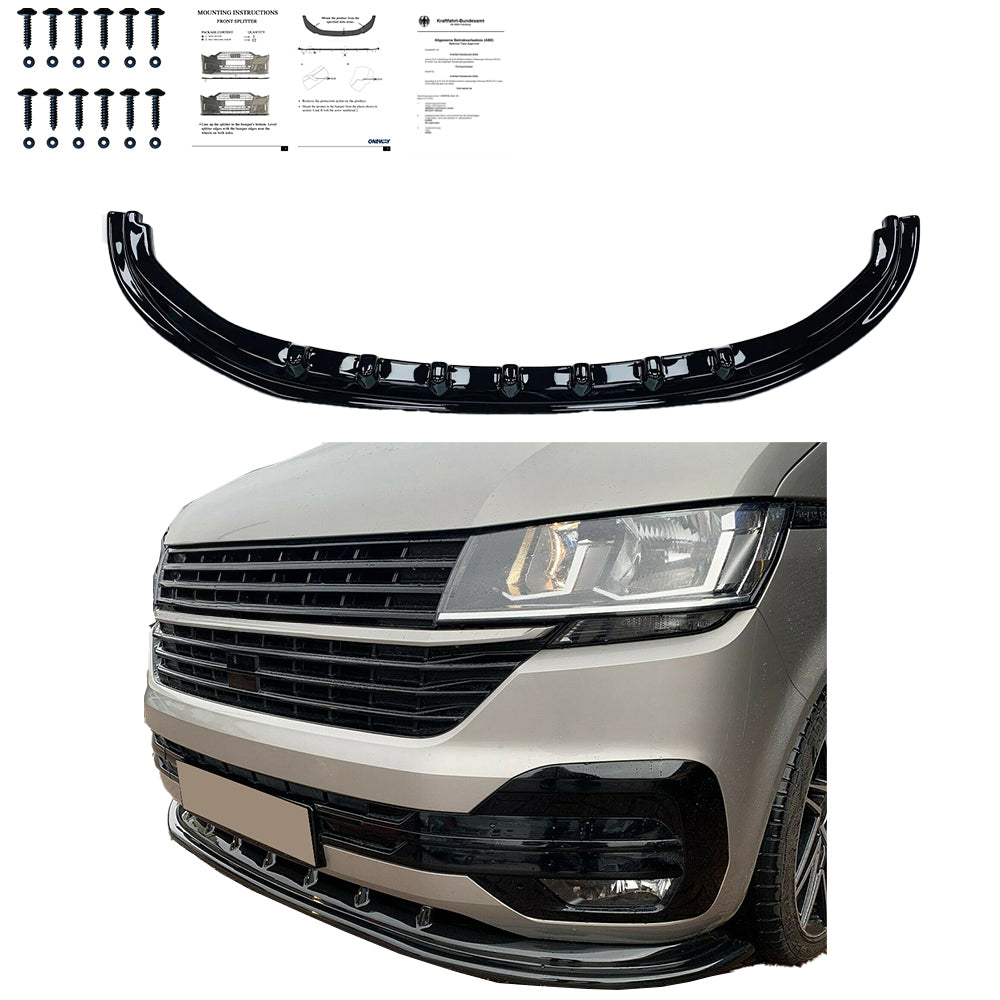 Frontsplitter passend für VW Transporter T6.1 2019-2021 Version 4 mit ABE TÜV Hochglanz Schwarz