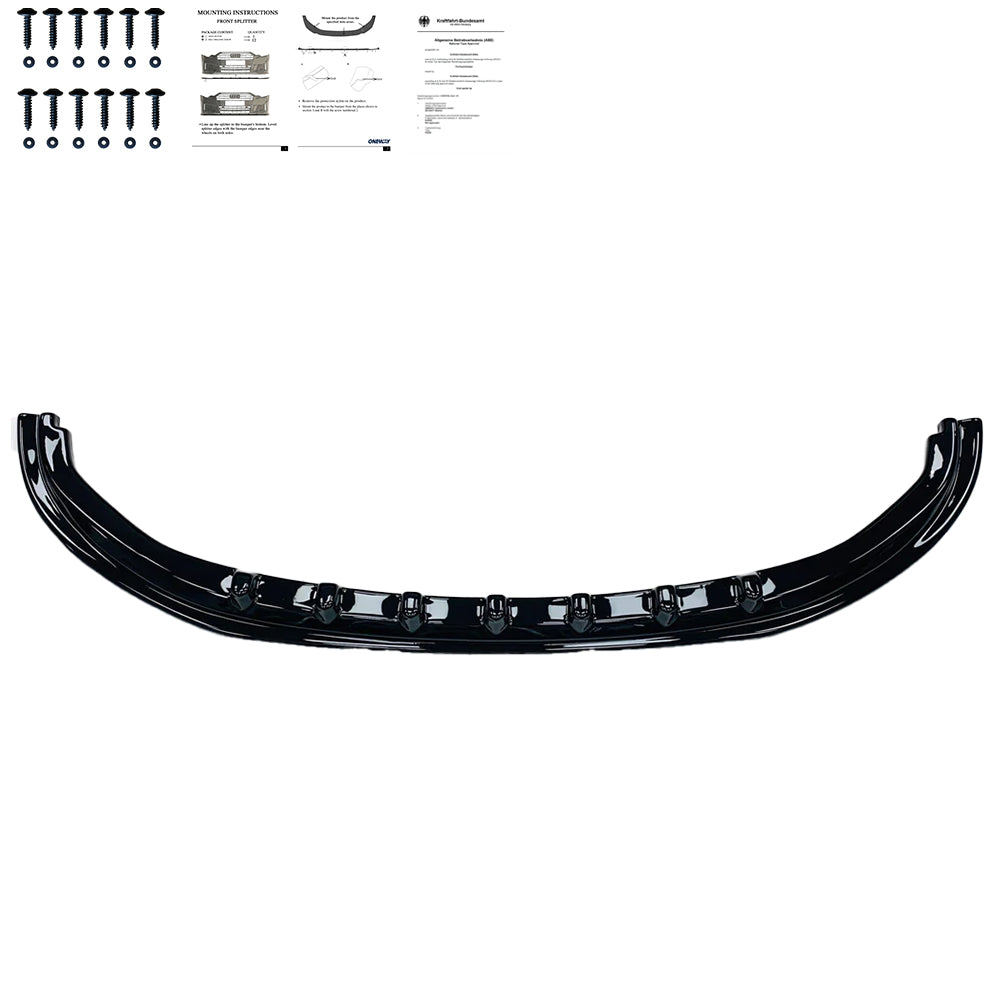 Frontsplitter passend für VW Transporter T6.1 2019-2021 Version 4 mit ABE TÜV Hochglanz Schwarz