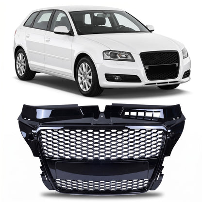 Sportgrill Hochglanz Schwarz passend für Audi A3 8P Hatchback Sportback 2008-2013