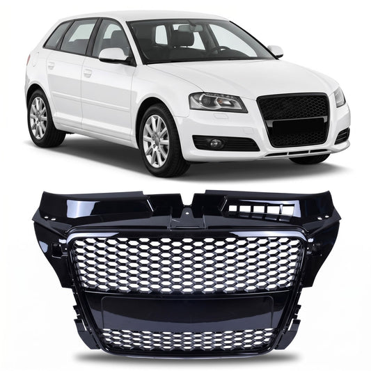 Sportgrill Hochglanz Schwarz passend für Audi A3 8P Hatchback Sportback 2008-2013