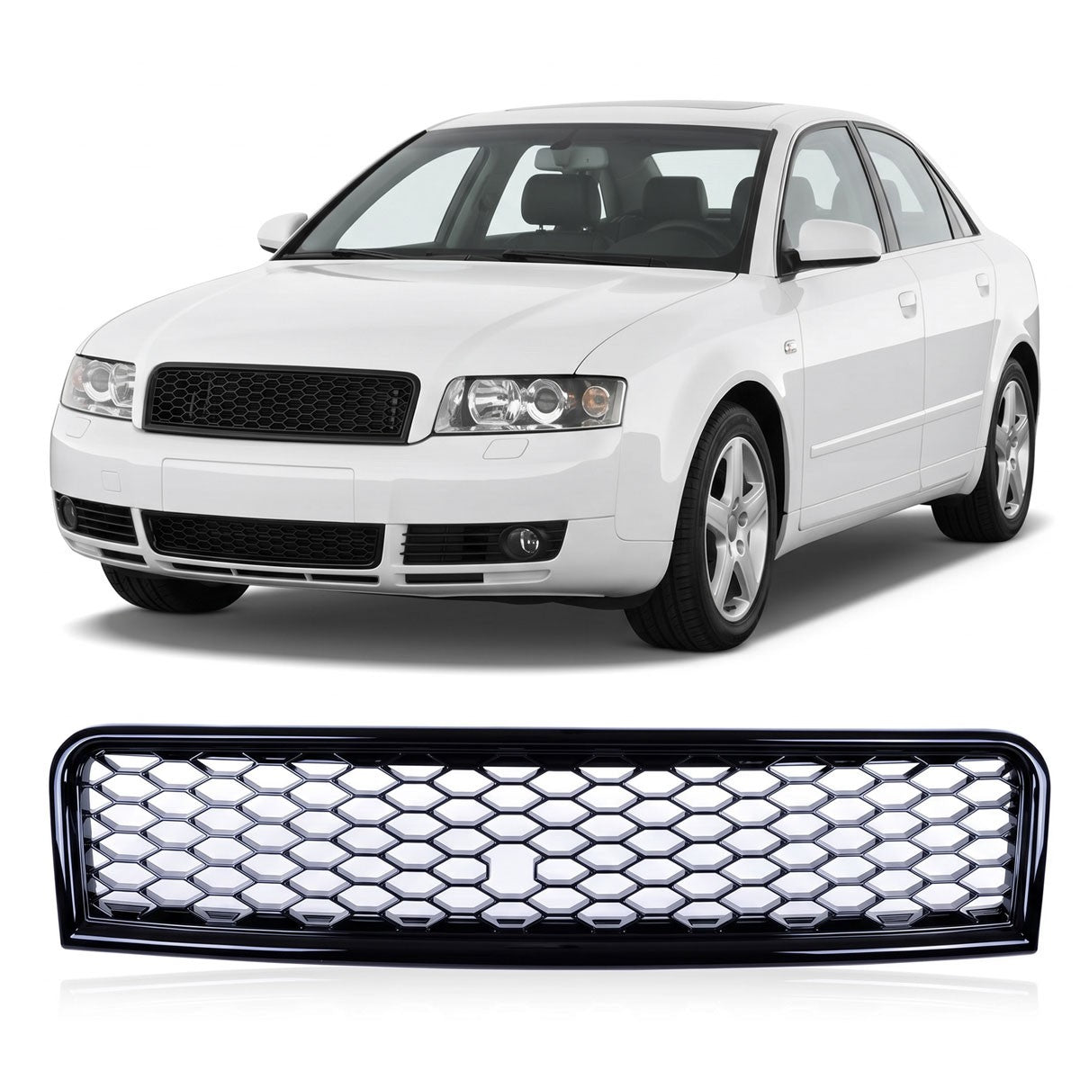 Sportgrill Hochglanz Schwarz passend für Audi A4 B6 8E 2000-2004