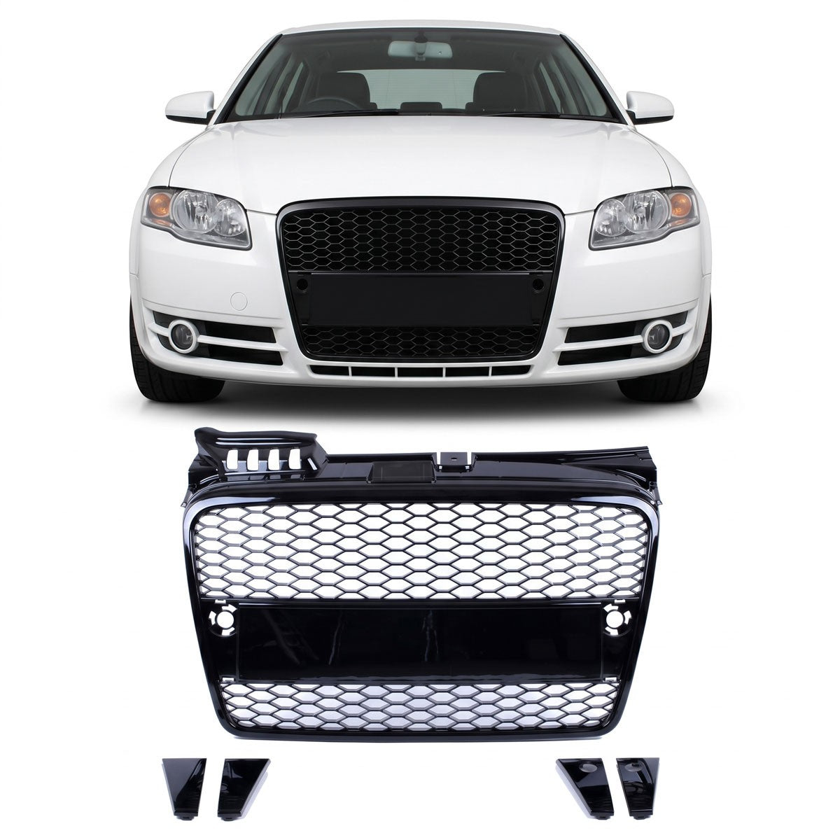 Sportgrill Hochglanz Schwarz passend für Audi A4 B7 2004-2008