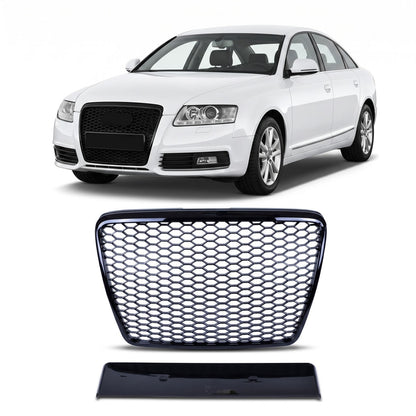 Sportgrill Hochglanz Schwarz passend für Audi A6 C6 4F Facelift 2008-2011