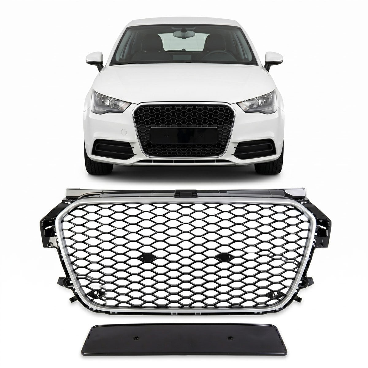 Frontgrill Silber & Hochglanz Schwarz passend für Audi A1 8X 2010-2015