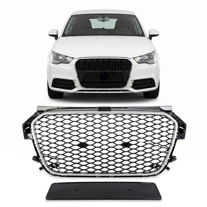 Frontgrill Silber & Hochglanz Schwarz passend für Audi A1 8X 2010-2015