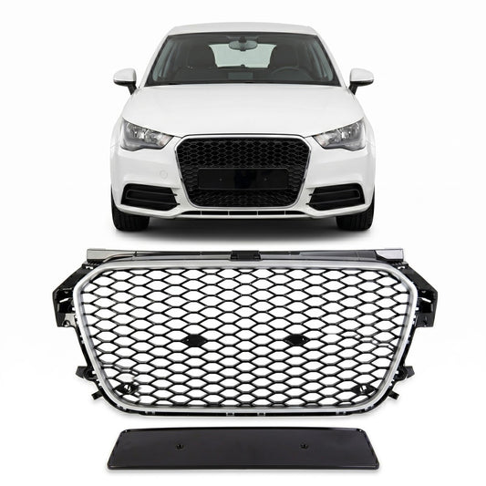 Frontgrill Silber & Hochglanz Schwarz passend für Audi A1 8X 2010-2015