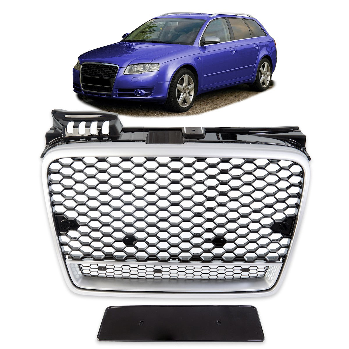 Sportgrill Silber passend für Audi A4 B7 8E Limousine Avant 2004-2007