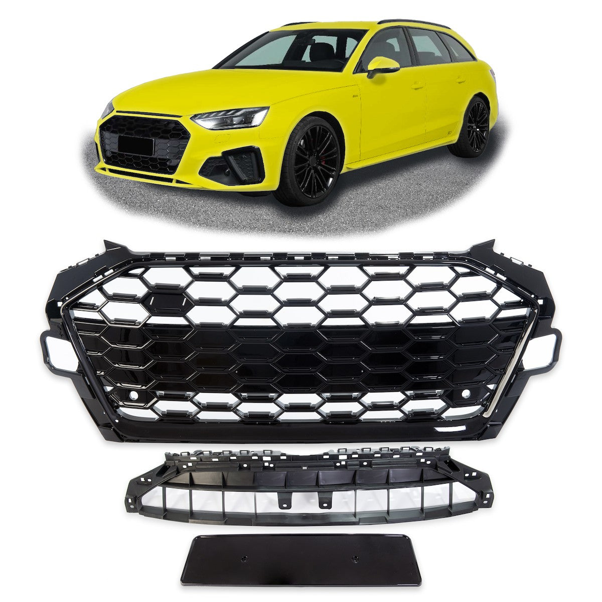 Kühlergrill Hochglanz Schwarz passend für Audi A4 B9 8W Facelift 2020-2024