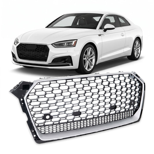 Silber & Hochglanz Schwarz Sportgrill passend für Audi A5 F5 2016-2020