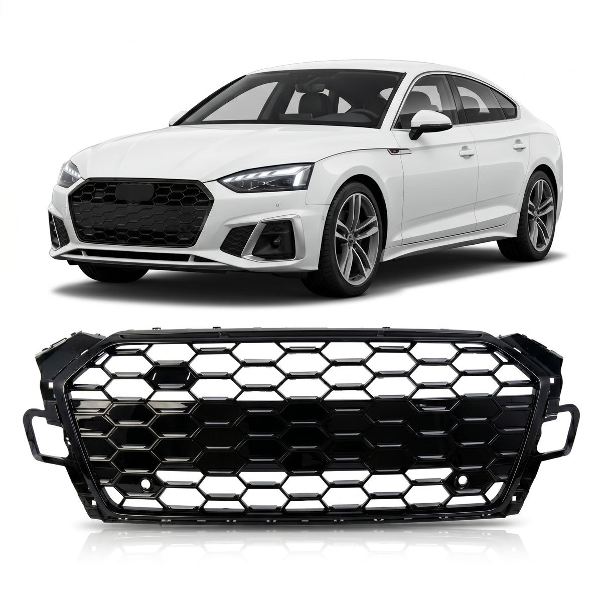 Sportgrill Hochglanz Schwarz passend für Audi A5 F5 Coupé Cabrio Sportback 20-24