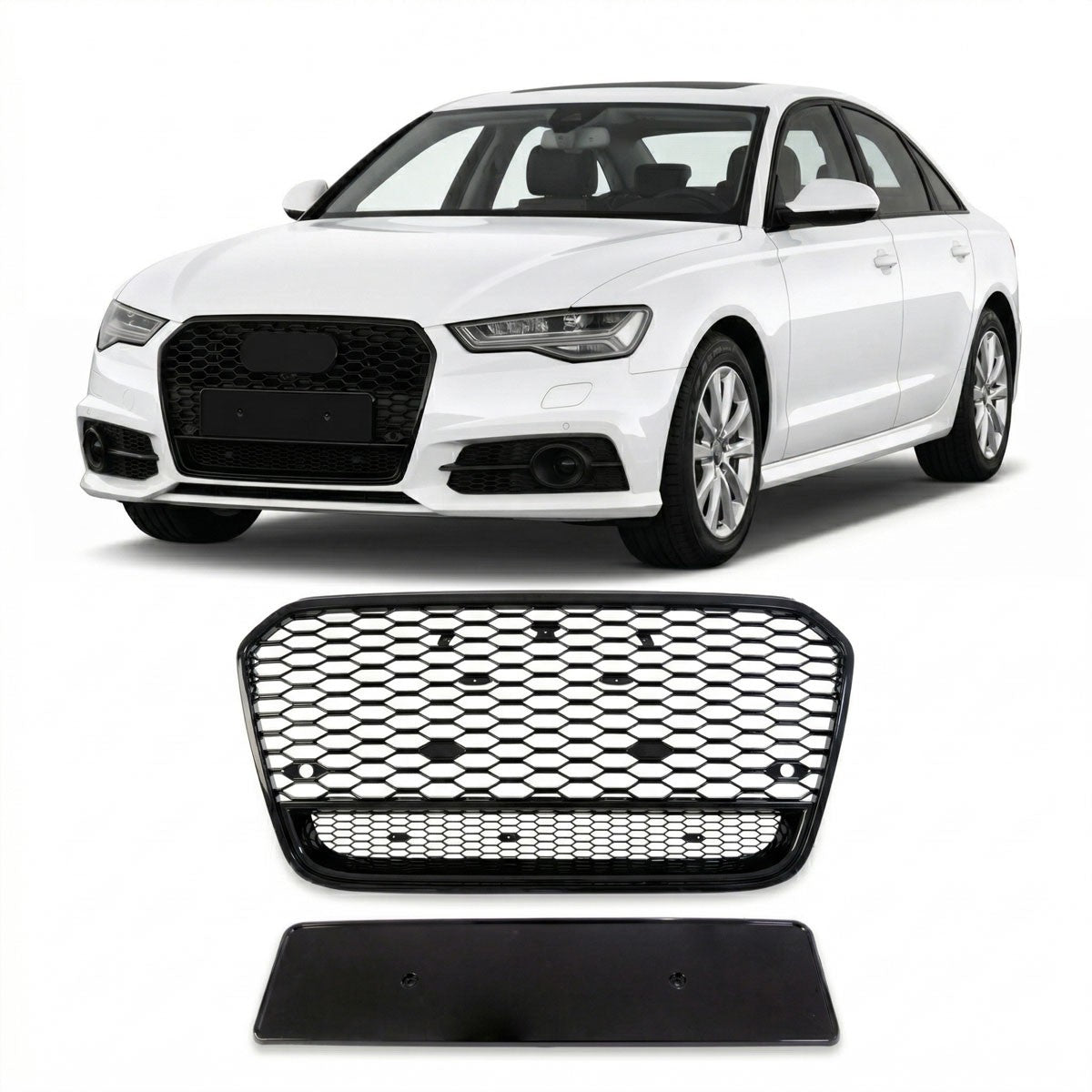 Sportgrill Hochglanz Schwarz mit PDC passend für Audi A6 C7 4G 2015-2018