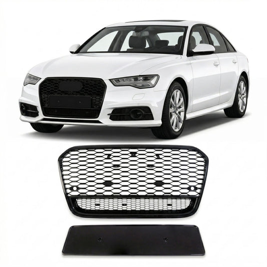 Sportgrill Hochglanz Schwarz mit PDC passend für Audi A6 C7 4G 2015-2018
