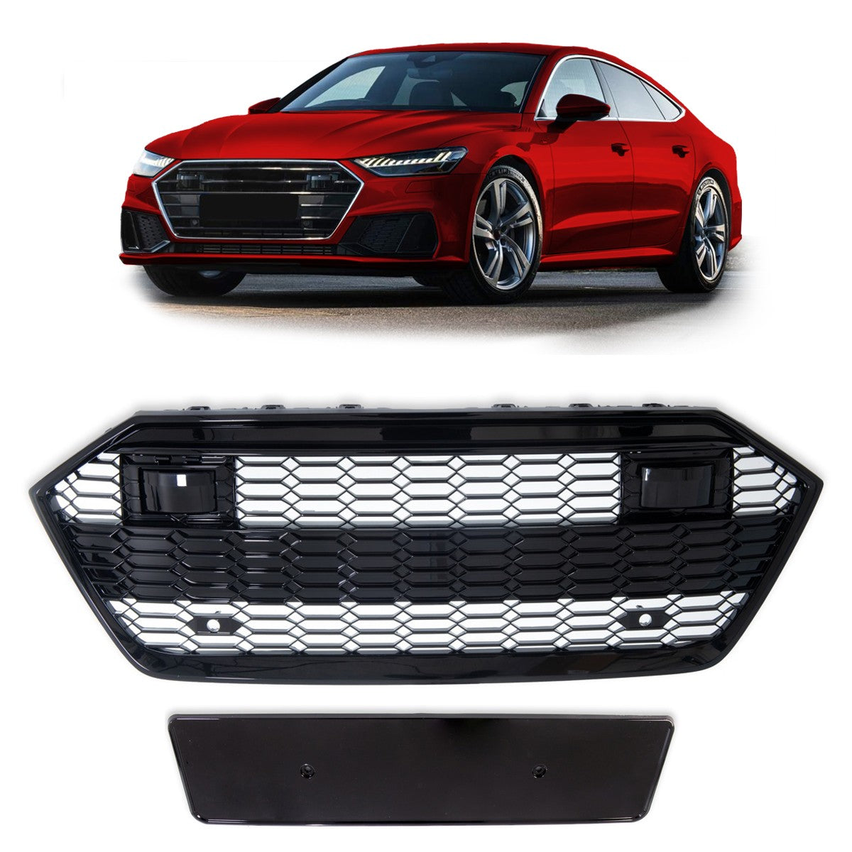 Hochglanz Schwarz Sportgrill passend für Audi A7 4K Sportback 2018-2024