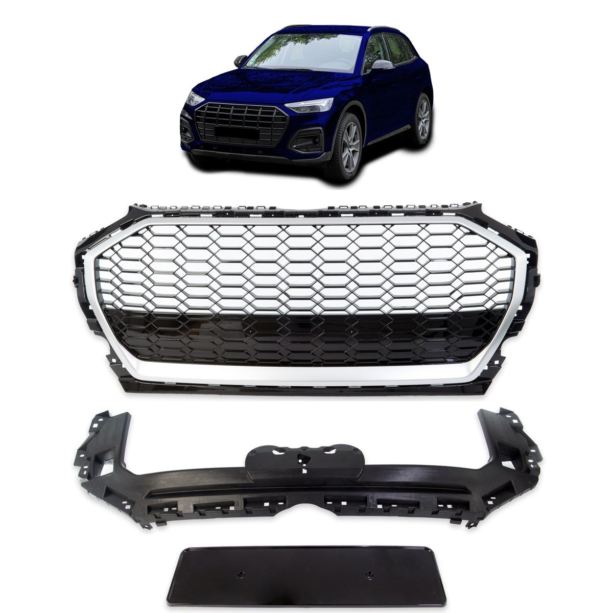 Kühlergrill Silber passend für Audi Q5 FY Facelift 2020->>