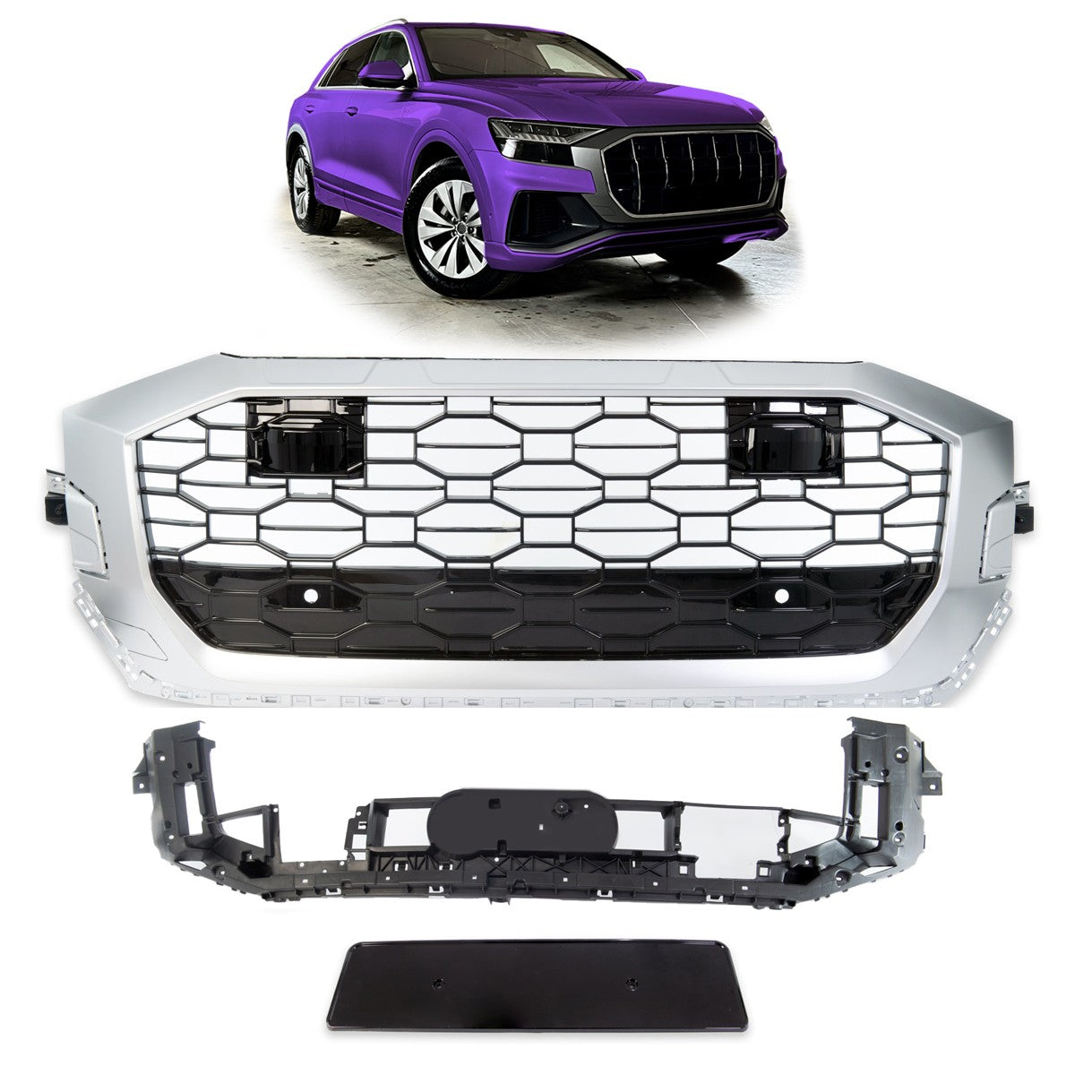 Sportgrill Silber Matt & Hochglanz Schwarz passend für Audi Q8 2019-heute