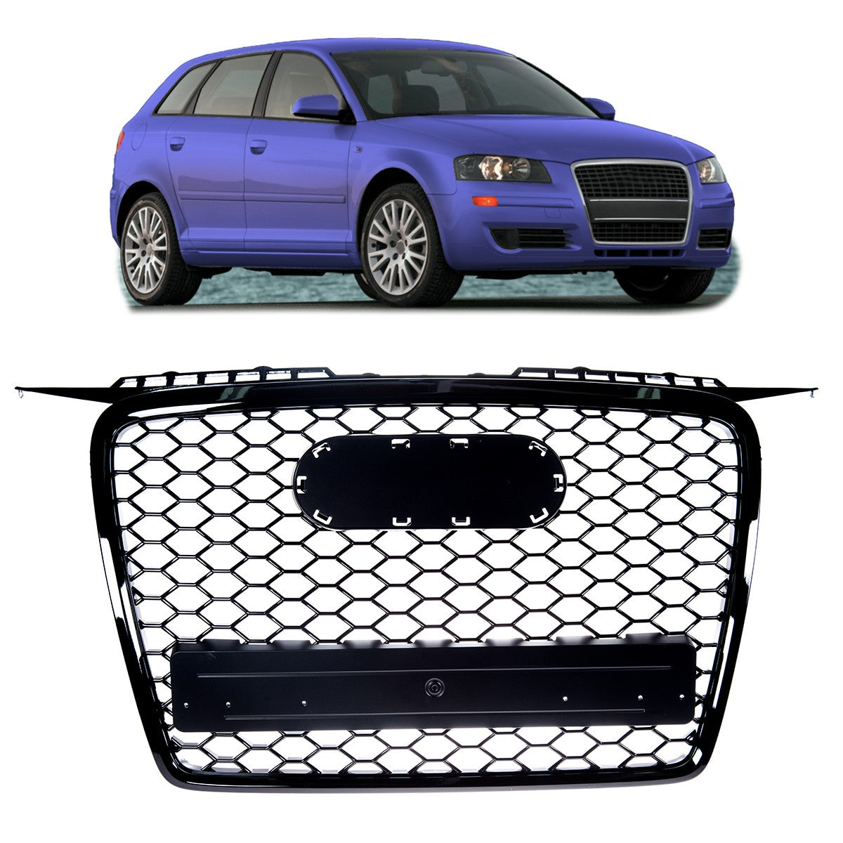 Sportgrill Hochglanz Schwarz passend für Audi A3 8P 2005-2008