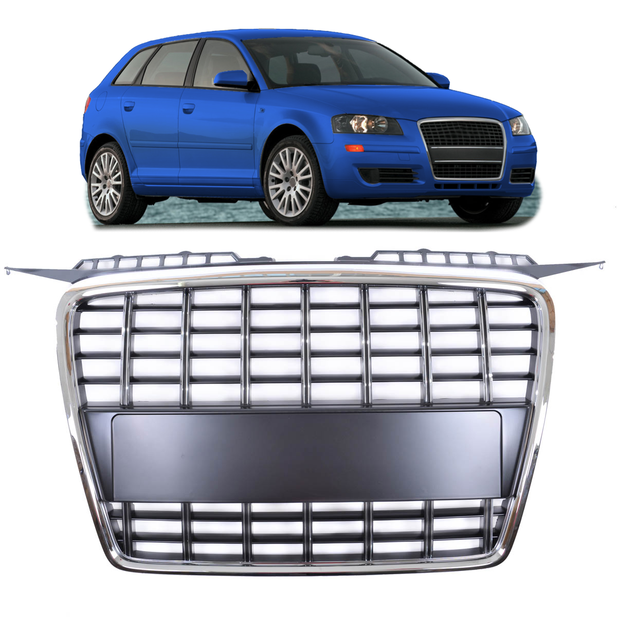Sportgrill Chrom & Schwarz passend für Audi A3 8P 2005-2008