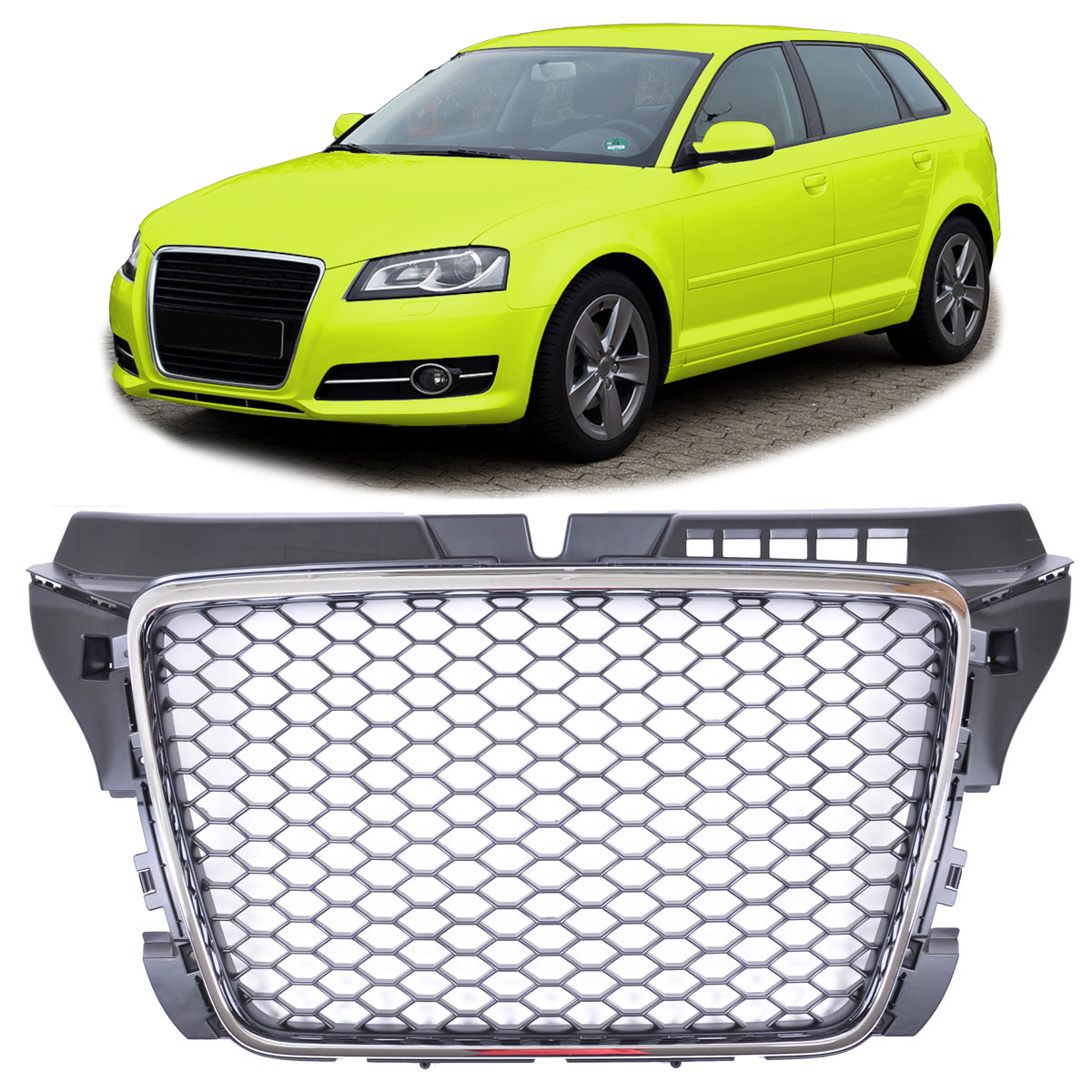 Sportgrill Chrom & Schwarz passend für Audi A3 8P 2008-2012