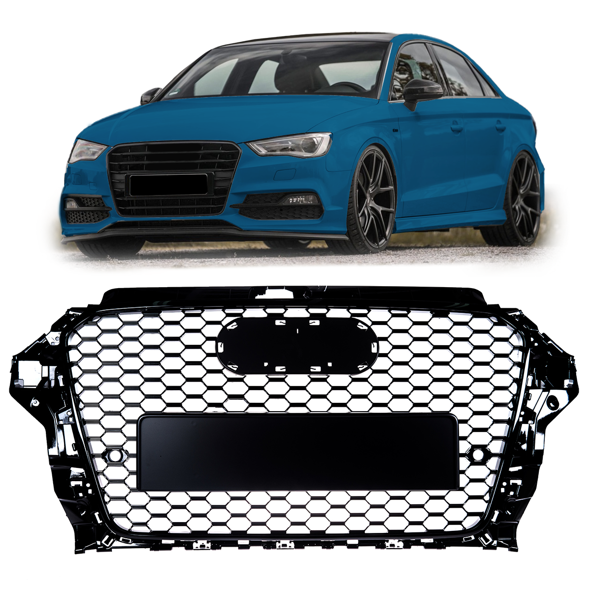 Sportgrill Hochglanz Schwarz passend für Audi A3 8V 2012-2016