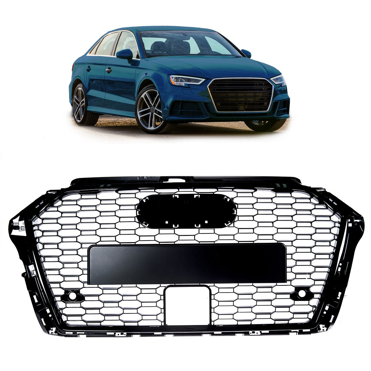 Sportgrill Hochglanz Schwarz passend für Audi A3 8V Facelift 2016-2021
