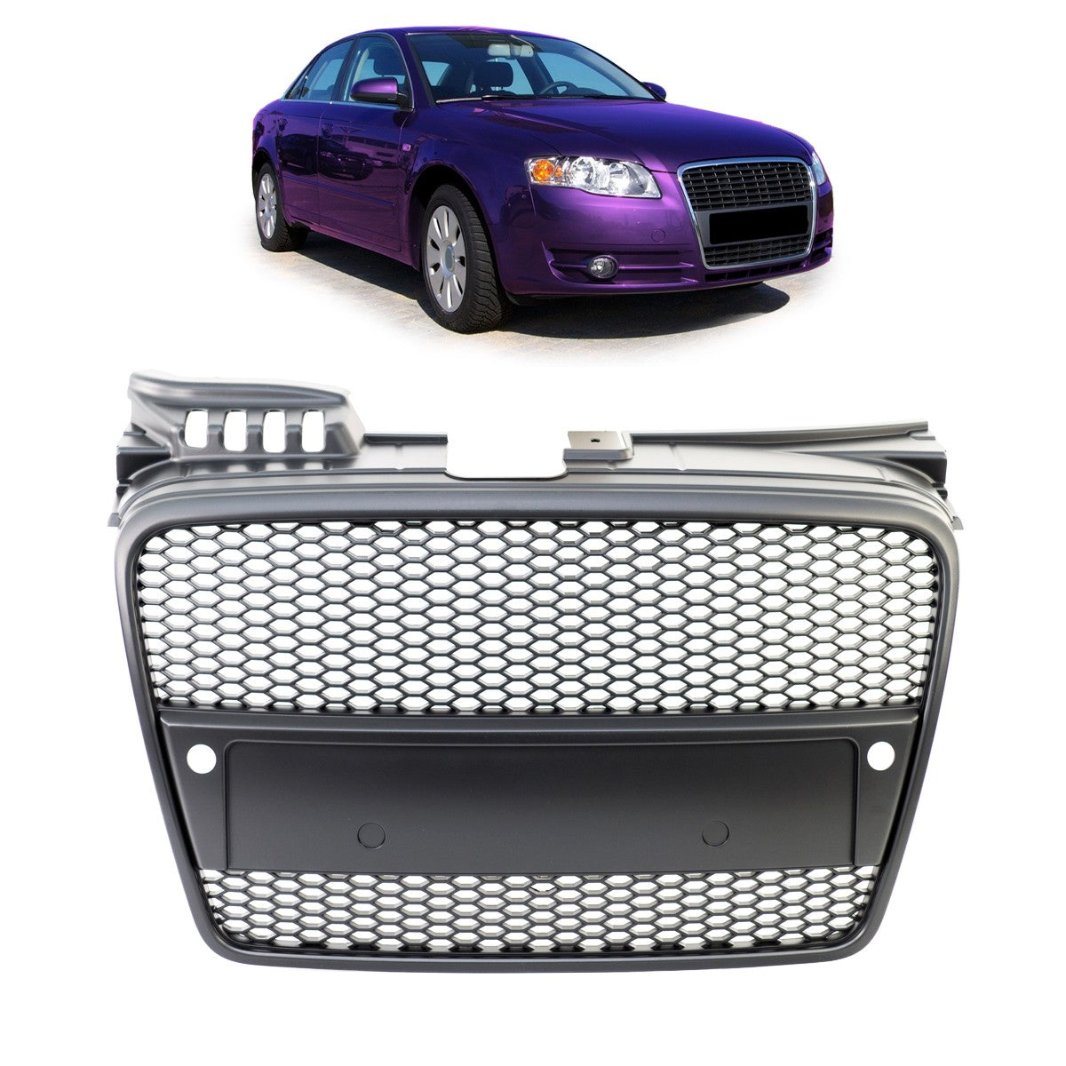 Kühlergrill Hochglanz Schwarz mit PDC passend für Audi A4 B7 2004-2008