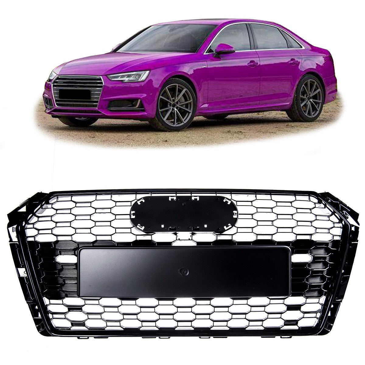 Frontgrill Hochglanz Schwarz mit PDC passend für Audi A4 B9 8W 2016-2019