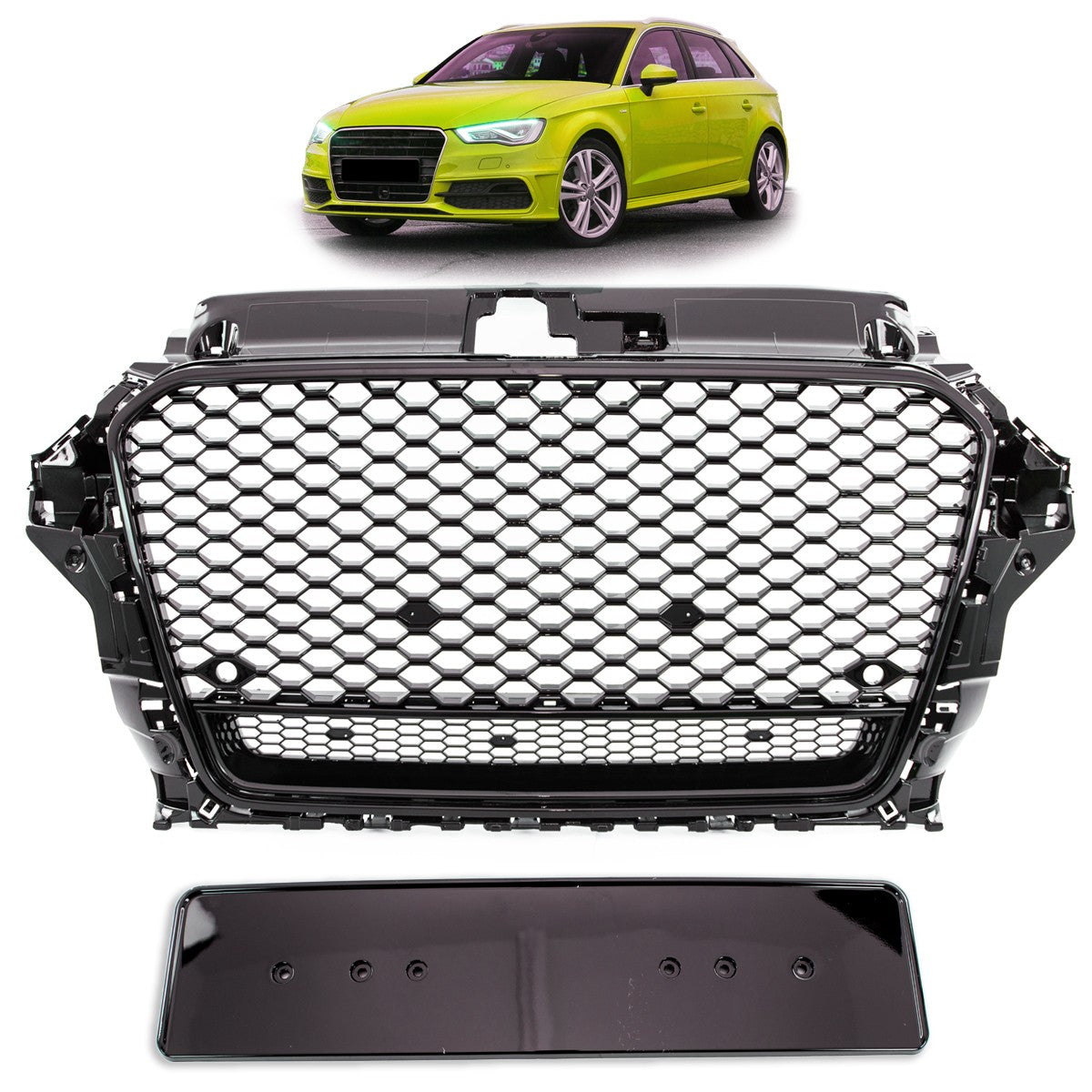 Sportgrill Hochglanz Schwarz passend für Audi A3 8V 2012-2016