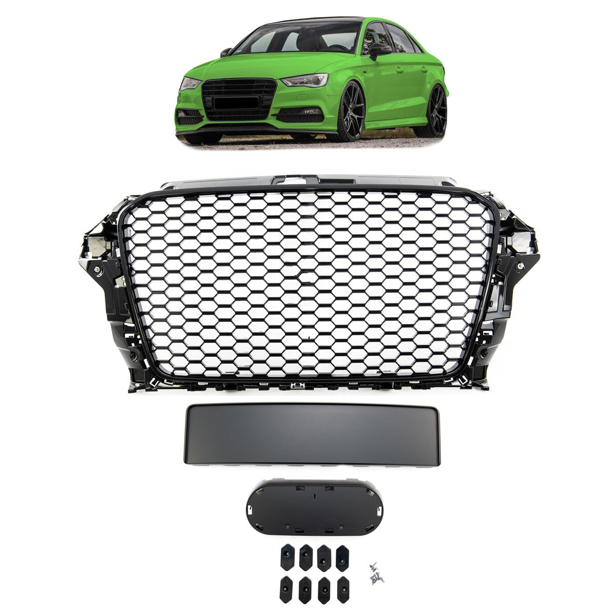 Kühlergrill Hochglanz Schwarz ohne PDC passend für Audi A3 (8V) 2012-2016