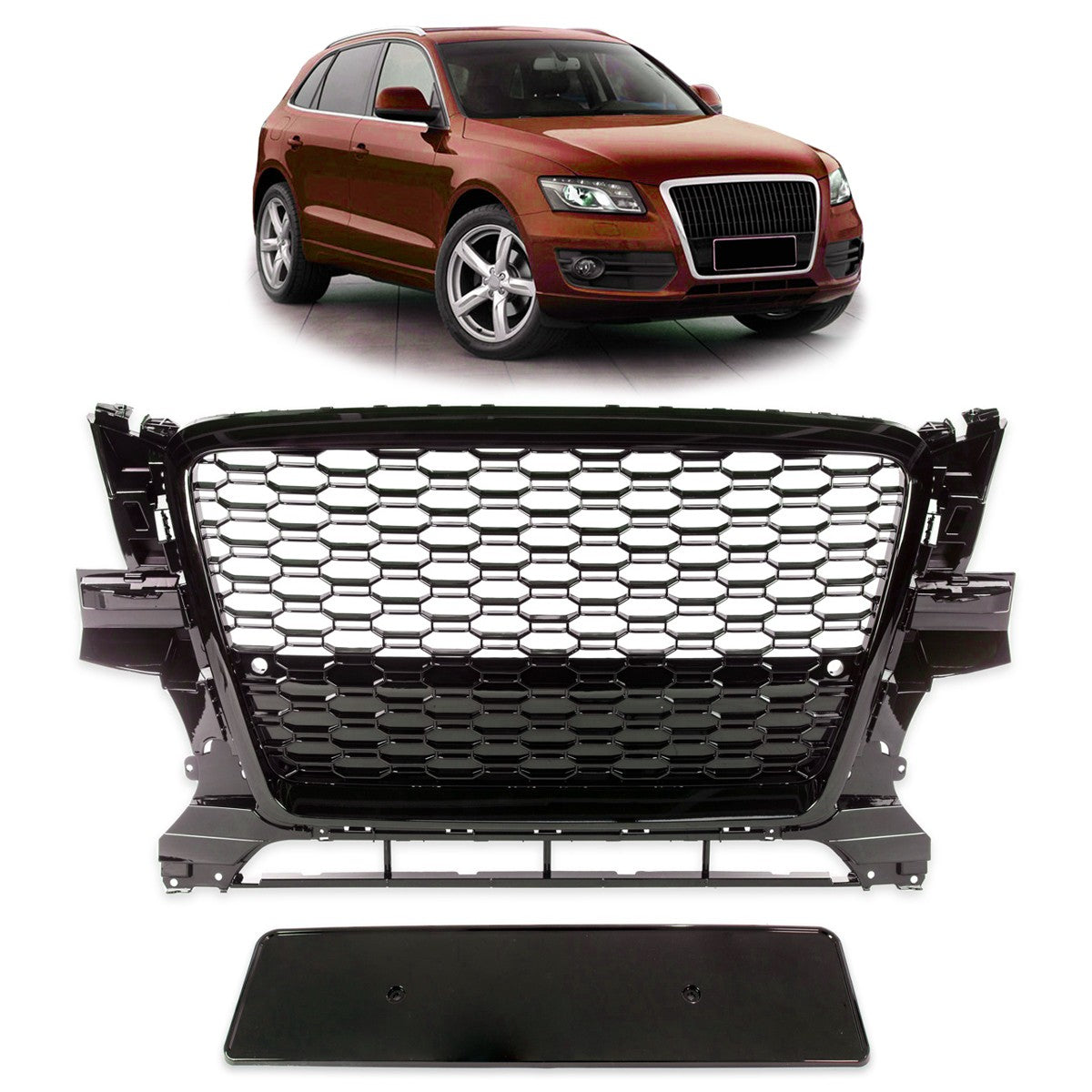 Frontgrill Hochglanz Schwarz passend für Audi Q5 8R 2008-2012