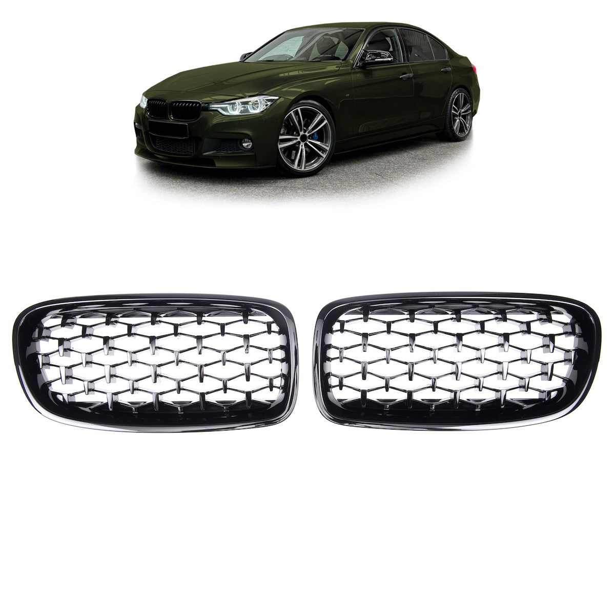 Hochglanz Schwarz Kühlergrill passend für BMW 3er F30 F31 2011-2019
