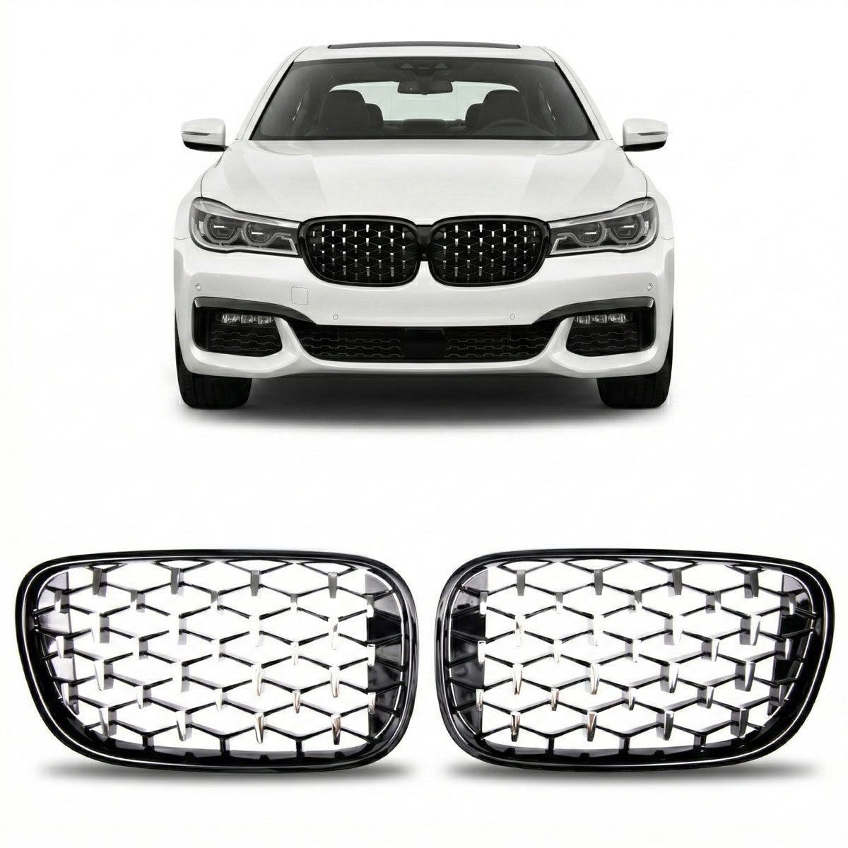 Sport Grill Hochglanz Schwarz & Chrom passend für BMW 7er (G11 G12) 2015-2019