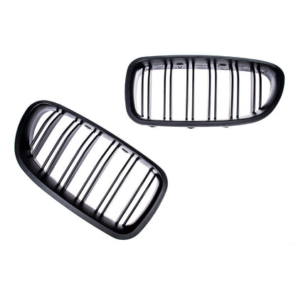 Doppelstreifen Kühlergrill Matt Schwarz passend für BMW 5er F10 F11 2010-2018