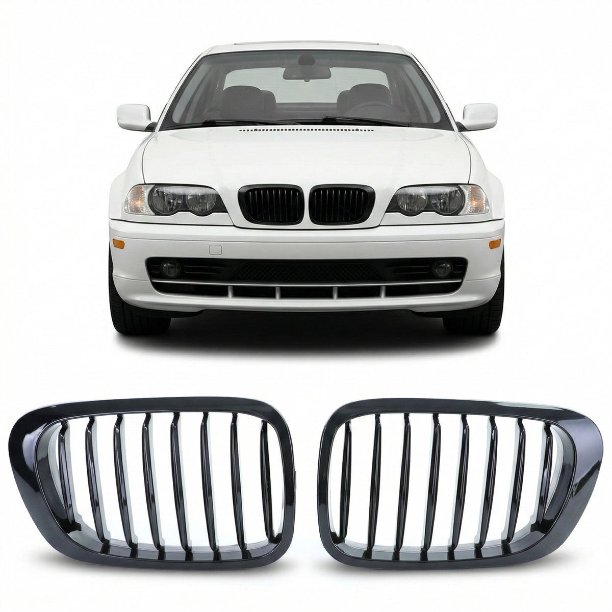 Frontgrill Hochglanz Schwarz passend für BMW 3er E46 Coupé Cabrio 1999-2003