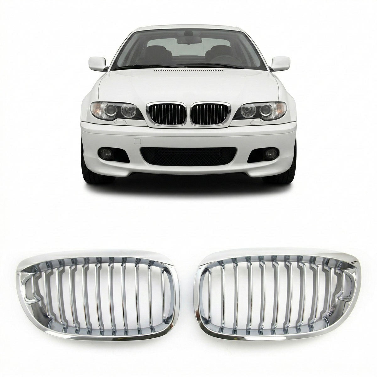 Chrom Einzellinie Kühlergrill passend für BMW 3er E46 Coupé Cabrio 03-06