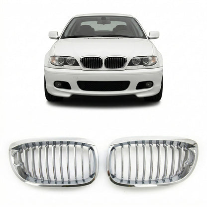 Chrom Einzellinie Kühlergrill passend für BMW 3er E46 Coupé Cabrio 03-06